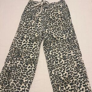 bohme Leopard Print Wide Leg Jeans in Black and Cream